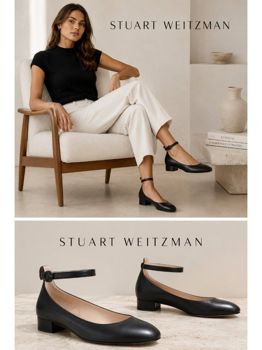 Stuart Weitzman Black Leather Ankle Strap Ballet Flats Low Heel Shoes Women 8.5M - Picture 16 of 16